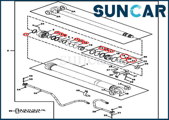 Baumaschinen Arm Cylinder Seals Kit Fits 300GLC JOHN DEERE des Bagger-FYA00006594