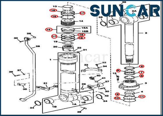 Des Eimer-FYA00001401 Zylinder-Ersatzteile Dichtungs-des Reparatur-Set-370C 450CLC Deere