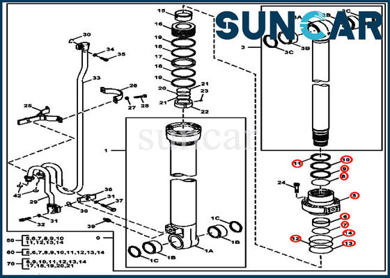 FXB00002044 Boom Hydraulic Cylinder Sealing Kit Fits For John Deere 180GLC 190GW Models