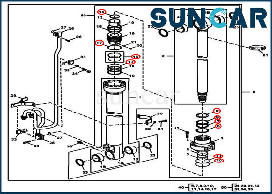 4662891 Bagger John Deer Boom Hydraulic Cylinder-Dichtungs-Kit Fors 160DLC 180GLC 160GLC