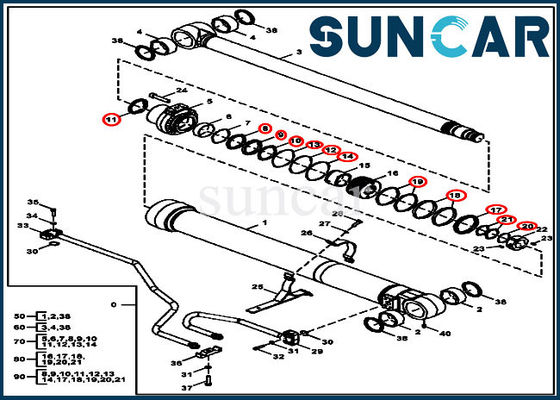 FYA00012899 Boom Cylinder Seal Kit Deere Repair Kits For 135G 130G Excavator Equipment Models