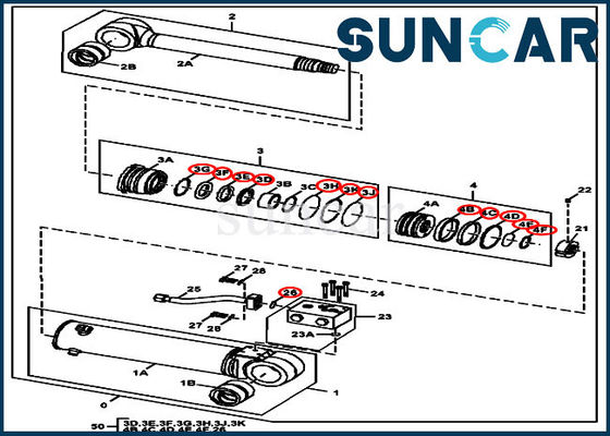 4669900 hydraulische Baumaschinen Blatt-Rollsiegel-Reparatur-Kit Fitss 220DW 190GW Deere