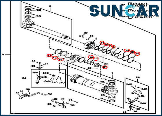 FYA00023524 Positioning Cylinder Repair Seal Kit Excavator John Deere 190GW