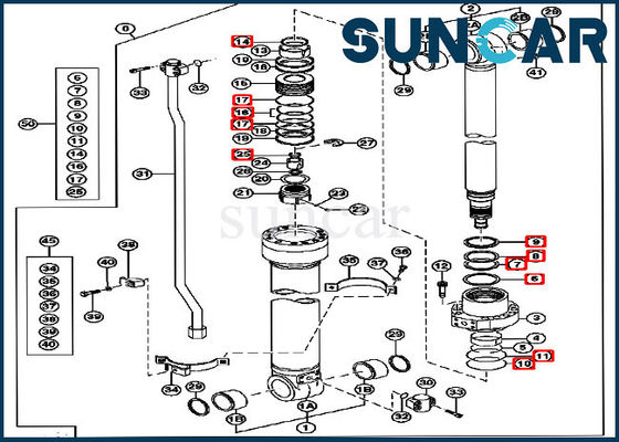 210 Schöpflöffel-Stock-Arm-Zylinder-Reparatur-Dichtungs-Ausrüstung John Deere Hydraulic Seal Kits 4661594