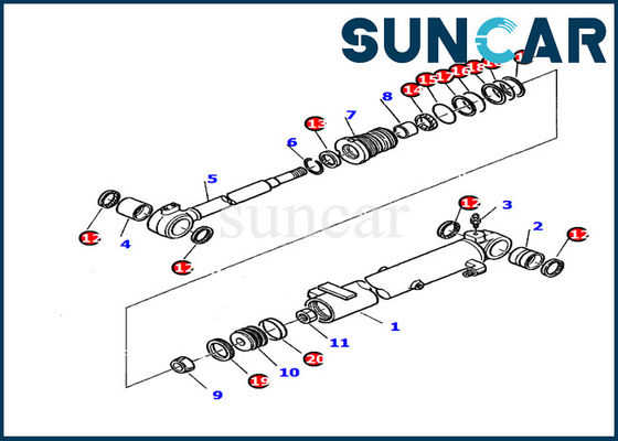 878000391 Hydrozylinder Reparatur-Sets Baggerboom Rollsiegel-Kit Fits Komatsus PC20-7