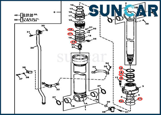 Bagger-Arm Sealing Kits 245GLC 230GW Deere der Verschleißfestigkeits-FYA00001400 Zylinder-Ausrüstungen