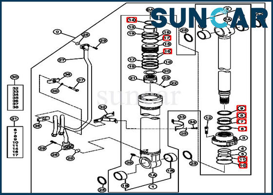 Boom Repair Seal Kit 4639936 Fits 270CLC 2554 John Deere Replacement Service Parts