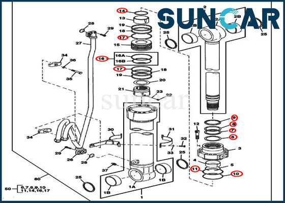 370C JOHN DEERE 4686321 Boom-Rollsiegel-Reparatur-Service-Ausrüstung CYL-Ersatz-Ausrüstungen