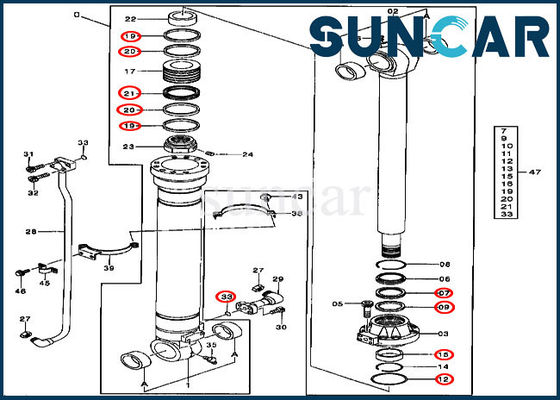Zylinder-hydraulischer Dichtungs-Kit John Deeres 330LCR 450CLC des Eimer-AT264430 Bagger Repair Kits