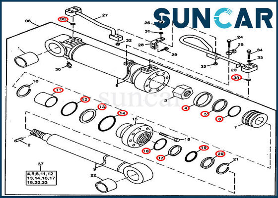 490 Boom-Hydrozylinder-Service Kit Excavator Repair Seal Kits JOHN DEERE AT196477