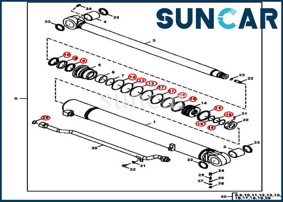 Hydraulische versiegelnde Arm-Zylinder-Reparatur-Dichtung Kit Fits 75G 85G John Deere der Ausrüstungs-FYD00006230