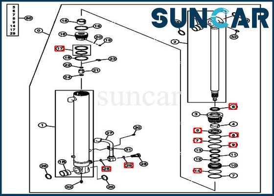 Hydraulische Dichtungen 4634036 Modelle Arm-Zylinder-Reparatur-Dichtungs-Kit For Excavators 50D JOHN DEERE