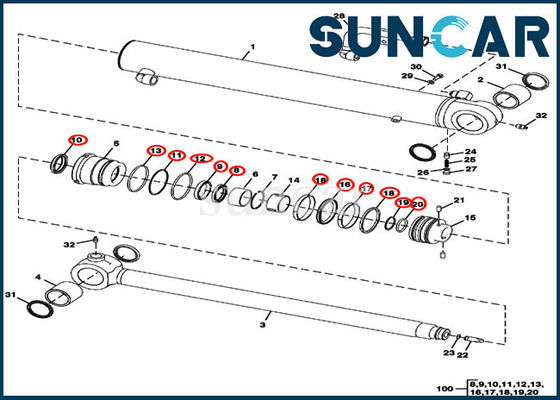 JOHN DEERE FYD00000072 Arm Cylinder Seal Kits Excavator Repair Sealing Kit