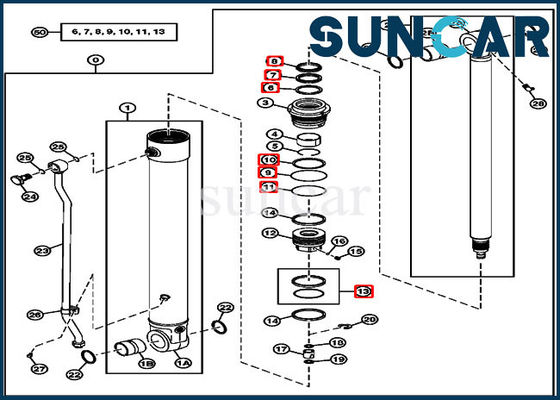 75D 85D JOHN DEERE Arm-Hydrozylinder-Reparatur-Set der Dichtungs-Ausrüstungs-4464985