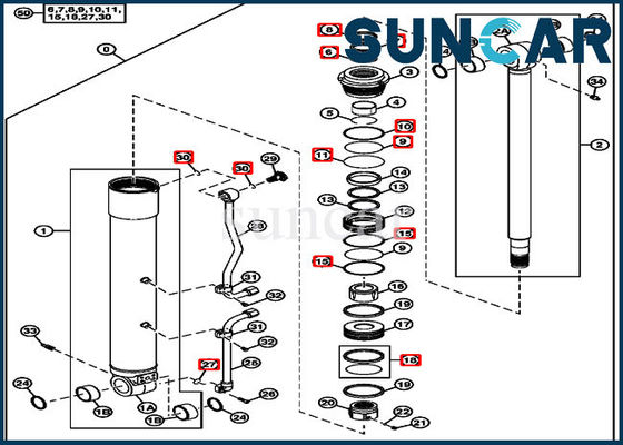 4663491 Rollsiegel-Reparatur Kit Boom Replacement Kits Fits John Deere 75D 85D
