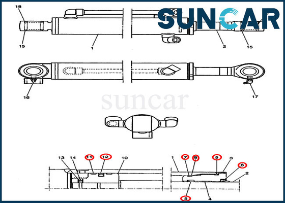 CX14 Räumschaufel-Zylinder-Reparatur-Set-Hydraulikdienst-Ausrüstung des Fall-PE01V00004R100
