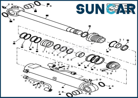 Boom-Arm-Rollsiegel-Reparatur-Kit Fits-FALL CX20B CX22B Mini Crawler Excavators 72282756 Modell