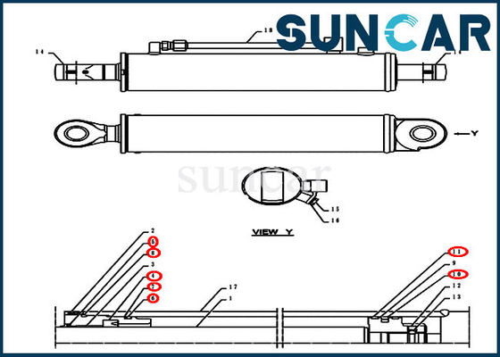 Rollsiegel-Kit Dozer Service Kit Fitss CX55BMSR CX55B des Winkel-PH01V00006R100 Fall-Modelle