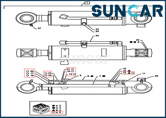 Bulldozer-Zylinder-Kolben-Rod Seal Kit For Cases CX55B der Verschleißfestigkeits-PS01V00005R400 Kettenbagger
