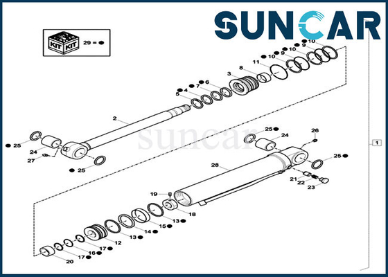 XKCC-01438 XKCC01438 Dipper Cylinder Seal Kit Case CX33C CX37C OEM Hydraulic Service Kit