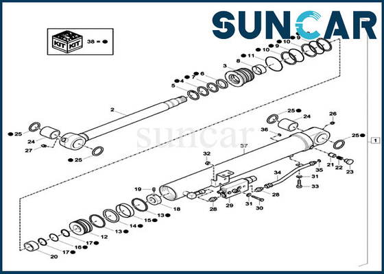 Des Schöpflöffel-XKCC01384 Kasten Reparatur CYL-Dichtungs-der Ausrüstungs-XKCC-01384 zerteilt CX37C-Sicherheitsventil-Öldichtungs-Ausrüstung
