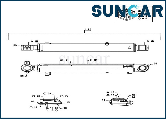 Reparatur-Dichtungs-Kit Case Partss CX55B des Eimer-PS01V00003R400 Bagger-Hydraulic Cylinder Service-Ausrüstung