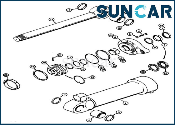 721C 721B Zylinder-Reparatur-Robbe Kit Bucket Replacement Kits des Fall-Rad-Lader-1543303C1