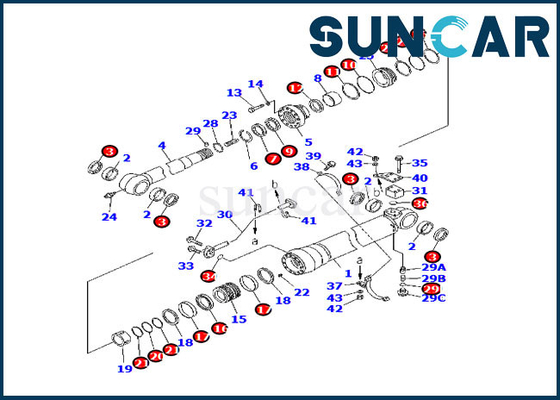 Überseearm-Zylinder-Service Kit For Komatsu Excavator PC220-7 PC220-7 der versions-707-99-58070