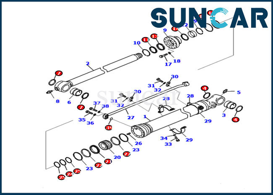 KOMATSU 721-98-00270 Service-Teile Eimer-Rollsiegel-Reparatur-Kit For Excavators PC240LC-11 PC220-8M0