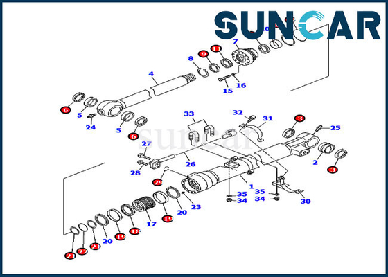 707-99-47570 Becherdichtungssatz PC200-7 PC200LC-7 Modelle Komatsu Zylinderreparaturdichtungssatz