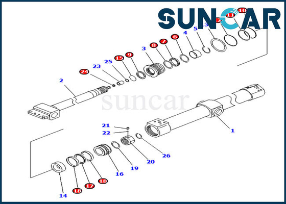 Dia-Zylinder-Reparatur-Kit For Komatsus PC200SC-7-M1 PC200SC-6 Telesco der Dichtungs-Ausrüstungs-KB3011A-00222 Arm