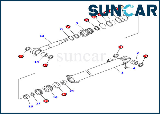 Boom-Dichtungs-Kit Modelss PC20MR-1 PC20MRX-1 KOMATSU inneres Teil-707-98-14760 Zylinder-Reparatur-Set