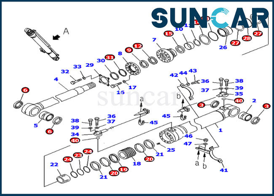 707-98-47841 7079847841 Ersatzteile Boom-Dichtungs-Kit Hydraulic Cylinder Fits Komatsus PC220-7