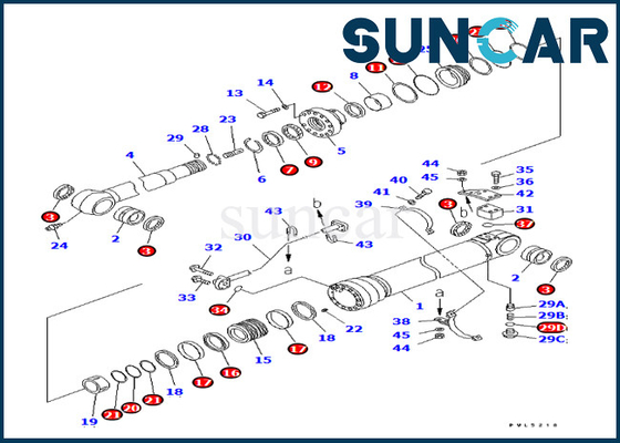 Arm-Zylinder-Service-Kit Fors PC228US-3 PC228USLC-3 der Dichtungs-Ausrüstungs-707-99-57180 Überseeversion KOMATSU