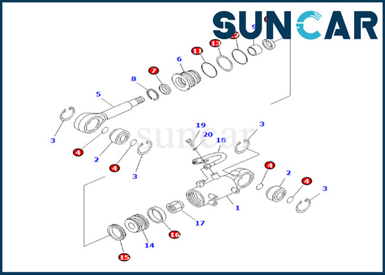 Blattneigungs-Rollsiegel-Ausrüstung 707-98-24550 7079824550 KOMATSU für PC20-6 PC25-1 PC25R-1
