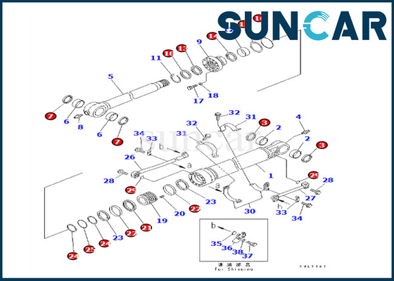 Eimer-Zylinder-Service-Ausrüstung KOMATSU 707-99-58090 7079958090 Sitze PC350-8 PC300-8 PC360-7