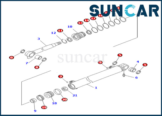 Boom-Rollsiegel Kit Komatsu 707-98-23890 7079823890 Boom-Zylinder-Ersatz Kit For PC27MR-3 PC27MR-2