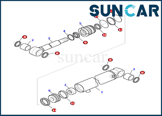Boom-Schwingen-Rollsiegel Kit Komatsu 878000521 für Schwingen-den Zylinder des Boom-PC27R-8, der Kit Oil And Wear Resistance versiegelt