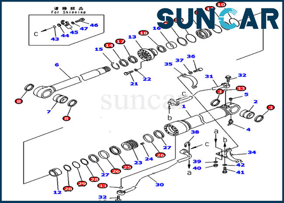 707-99-58370 Eimer-Dichtungs-Ausrüstung PC350LC-6 PC340NLC-6 -Zylinder-Reparatur Kit Fits Komatsu Heavy Equipment