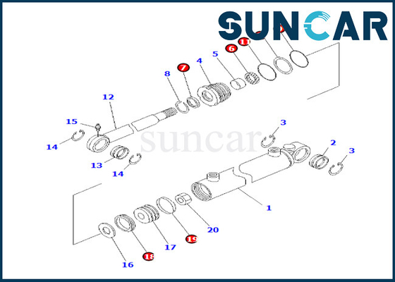 KOMATSU, das Neigungs-den Zylinder der Abdeckungs-Rollsiegel-Ausrüstungs-707-98-13600 versiegelt Kit Angle Service Kit For BR120T-1 kippt