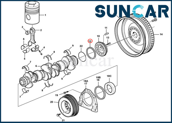 Hochwertige haltbare Kurbelwellendichtung VOE20441481 SUNCARVO.L.VO für EC700B DEUTZ D16C D16E D13