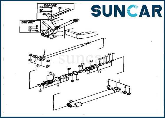 Bagger-Service Kit Swing Cylinder For PC30FR-1 PC30FR-2 KOMATSU innere Teil-YM172168-72201 Dichtungs-Ausrüstung