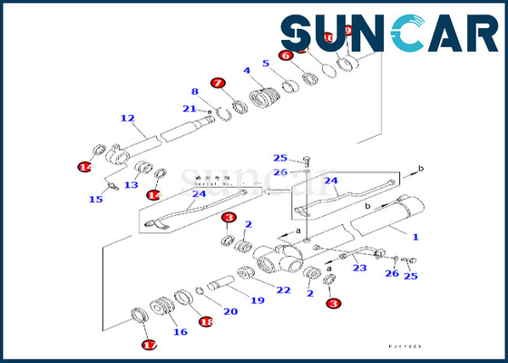 Arm-Zylinder, der Kit Komatsu 707-98-25260 7079825260 für Zylinder-Service-Ausrüstung des Arm-PC38UU-3 versiegelt