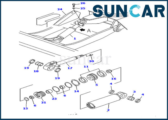 YM172142-99340 YM17214299340 Boom-Reparatur-Robbe Kit For Komatsu Models PC30FR-1 PC30FR-2