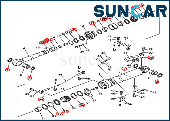 Hydrozylinder-Reparatur-Sets der Arm-Dichtungs-Ausrüstungs-707-99-69505 für Hochleistungsboom KOMATSU PC400-6C