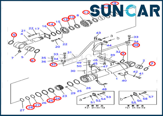 PC400-7 PC400LC-7 modelliert Eimer-Rollsiegel Kit Excavator Sealing Kits 7079950721 KOMATSU 707-99-50721