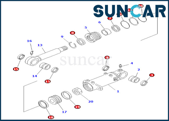 7079832120 Rollsiegel-Kit Komatsu Fors PC40-7 PC40R-7 des Blatt-707-98-32120 Blatt-Rollsiegel-Ausrüstung
