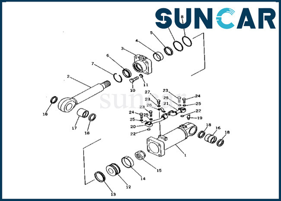 KOMATSU-Unterseiten-Dump-Rollsiegel-Ausrüstung 2086395300 208-63-95300 für PC400-1 PC400LC-1 Unterseiten-Dump-Zylinder-Reparatur-Set