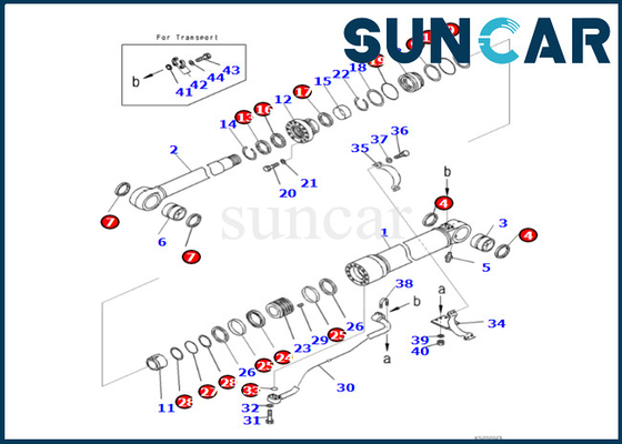 KOMATSU 721-98-00130 7219800130 Boom-Zylinder-Dichtungs-Ausrüstung Boom-Rollsiegel-Kit Fitss PC490LC-11 PC490LCI-11