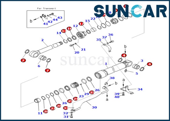 Boom-Rollsiegel-Ausrüstung 721-98-00560 7219800560 für PC490LC-10 PC490HRD-11E0 KOMATSU Boom-Rollsiegel-Reparatur-Set